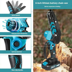 6 - inch Lithium Chainsaw Wood Cutting Saw Household Rechargeable Mini - Gardening Land