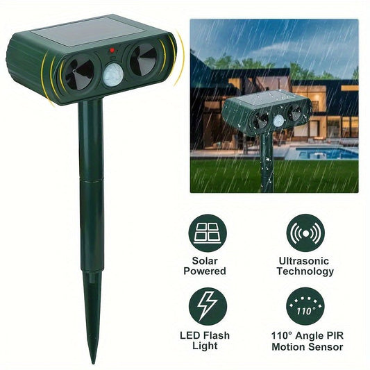 Animal Repellent, Solar Motion Sensor, Outdoor Farm, Garden, Courtyard Solar Power Ultrasonic Animal Repeller Pest Repellent Dog Cat Deer Raccoon - Gardening Land