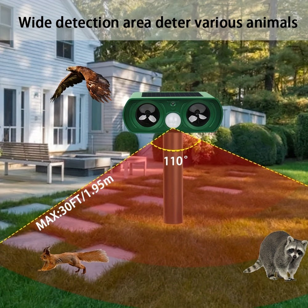 Animal Repellent, Solar Motion Sensor, Outdoor Farm, Garden, Courtyard Solar Power Ultrasonic Animal Repeller Pest Repellent Dog Cat Deer Raccoon - Gardening Land