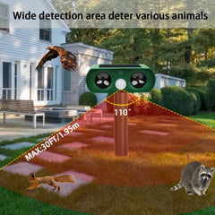 Animal Repellent, Solar Motion Sensor, Outdoor Farm, Garden, Courtyard Solar Power Ultrasonic Animal Repeller Pest Repellent Dog Cat Deer Raccoon - Gardening Land