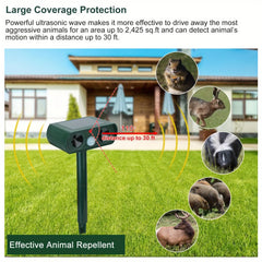Animal Repellent, Solar Motion Sensor, Outdoor Farm, Garden, Courtyard Solar Power Ultrasonic Animal Repeller Pest Repellent Dog Cat Deer Raccoon - Gardening Land
