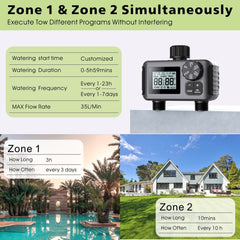 Automatic Irrigation Timer Large Screen Dual - channel Intelligent Watering Controller - Gardening Land