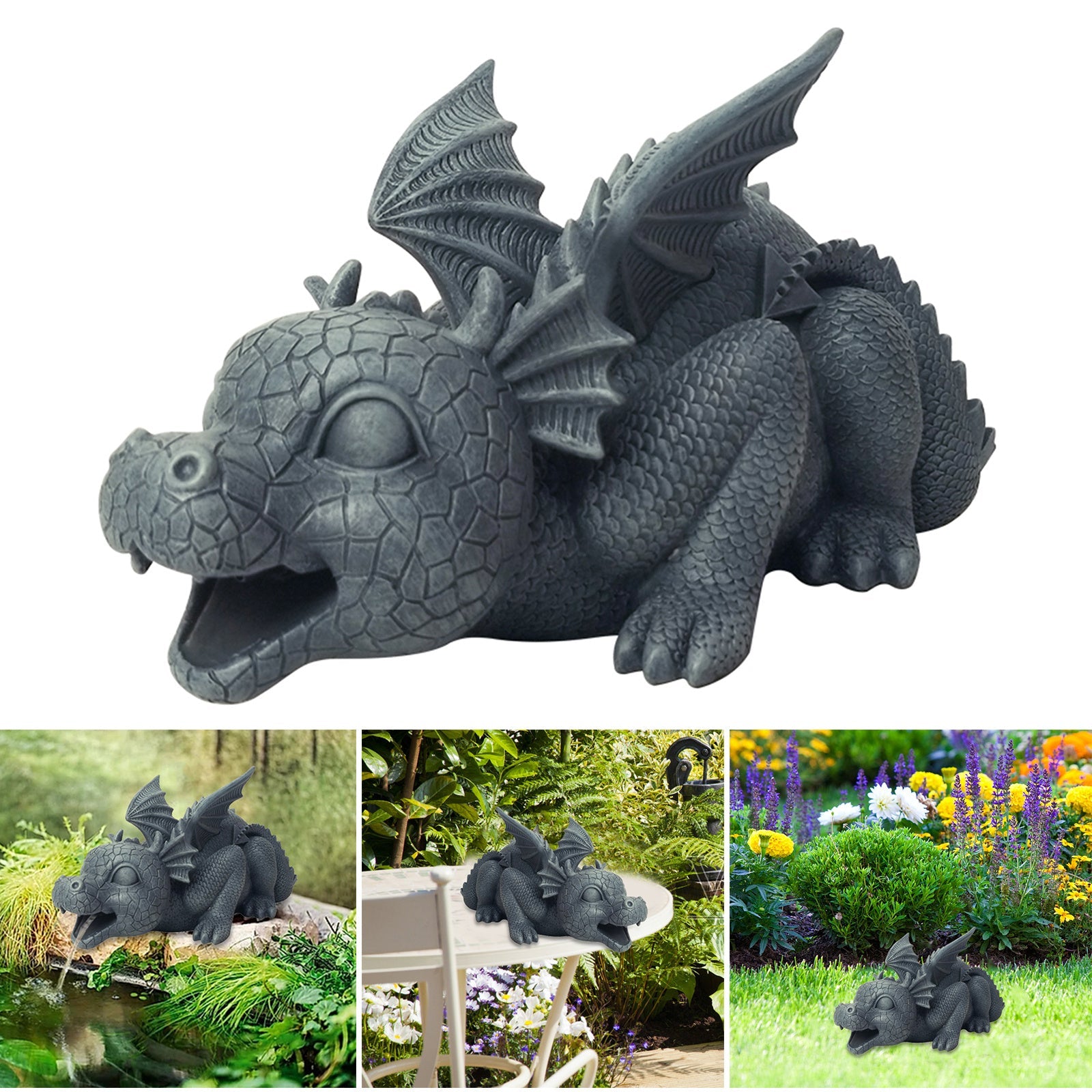 Creative Dinosaur Statue Cute Animals Resin Crafts Fountain Ornament For Home Garden Courtyard Decoration Xqmg Garden Statues - Gardening Land