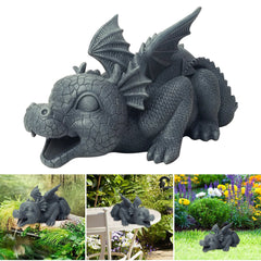 Creative Dinosaur Statue Cute Animals Resin Crafts Fountain Ornament For Home Garden Courtyard Decoration Xqmg Garden Statues - Gardening Land