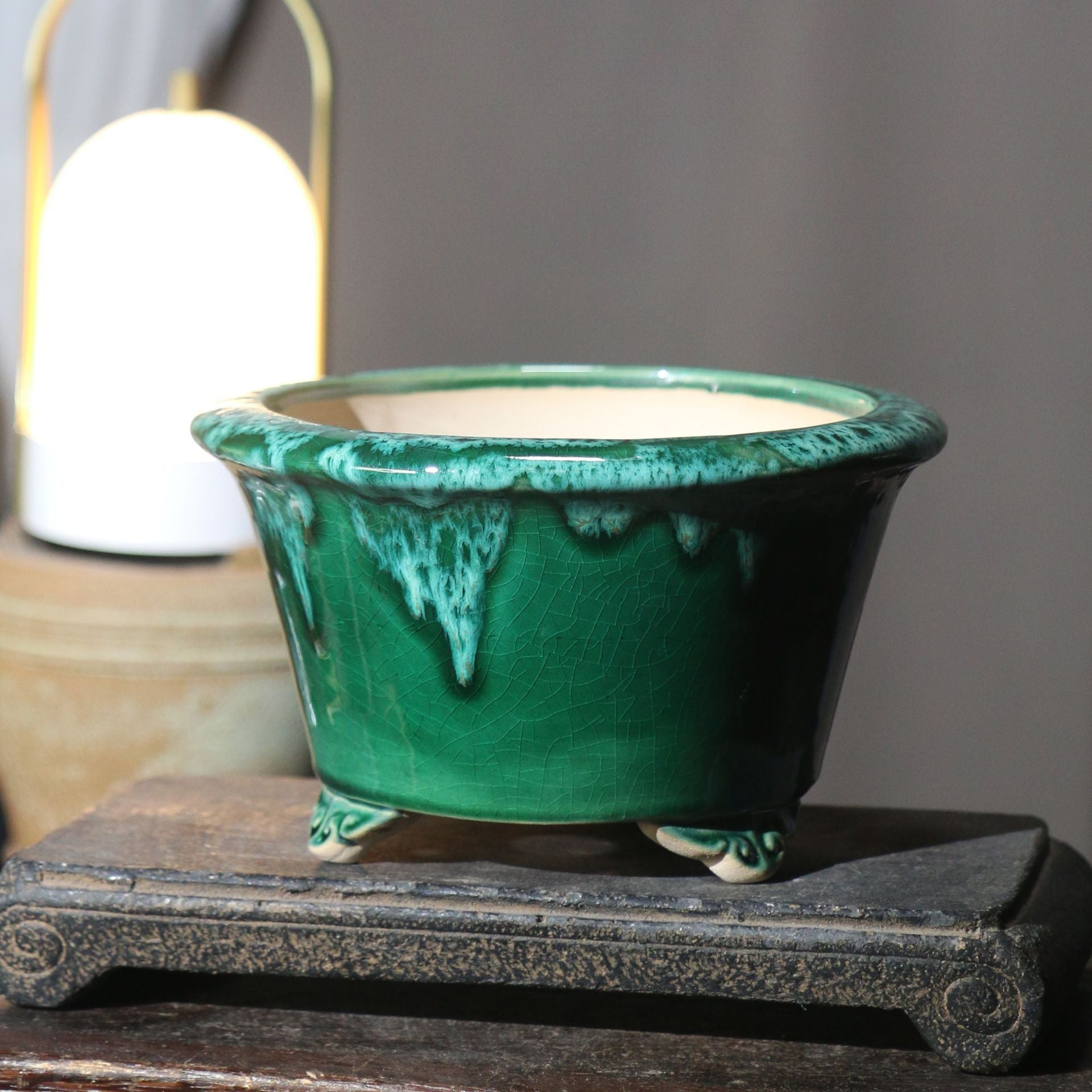 Desktop Potted Handmade Pots Flow Glaze - Gardening Land