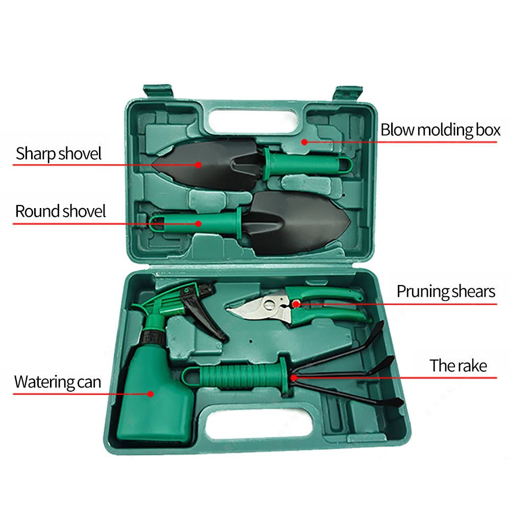 Five - piece Garden Tool Plastic Box Plastic Garden Tool Set - Gardening Land