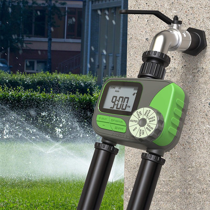 Garden Irrigation Double Valve Automatic Controller Intelligent Watering Flowers - Gardening Land