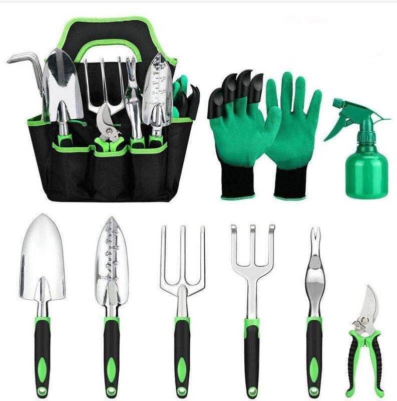 Garden Supplies 9 - piece Aluminum Alloy Set, Silicone Two - color Handle Shovel Gardening Tools - Gardening Land