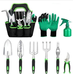 Garden Supplies 9 - piece Aluminum Alloy Set, Silicone Two - color Handle Shovel Gardening Tools - Gardening Land