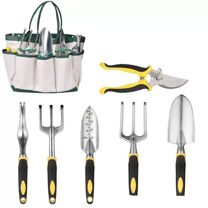 Garden Tools 8 - piece Set Aluminum Alloy Two - color Plastic Handle Shovel - Gardening Land