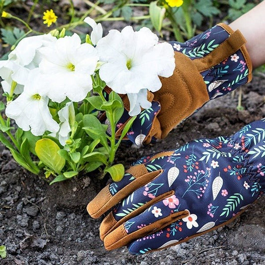 Microfiber Printing Gloves Flower Garden Planting Plucking - Gardening Land