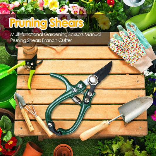 Multifunctional Garden Scissors Pruning Shears Manual With Safety Buckle Stainless Steel Spring Gardening Pruning Shear Branch Plant Cutter - Gardening Land