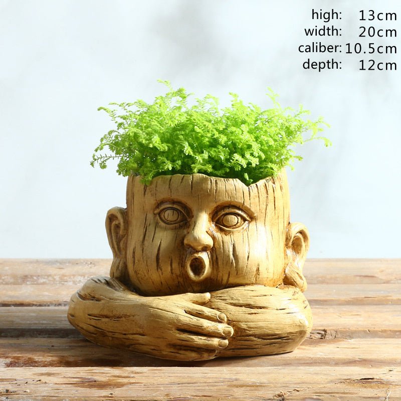 Nordic Fashion Humanoid Flower Pots Leisure Drink Shop Creative Funny Expression Flower Pots - Gardening Land