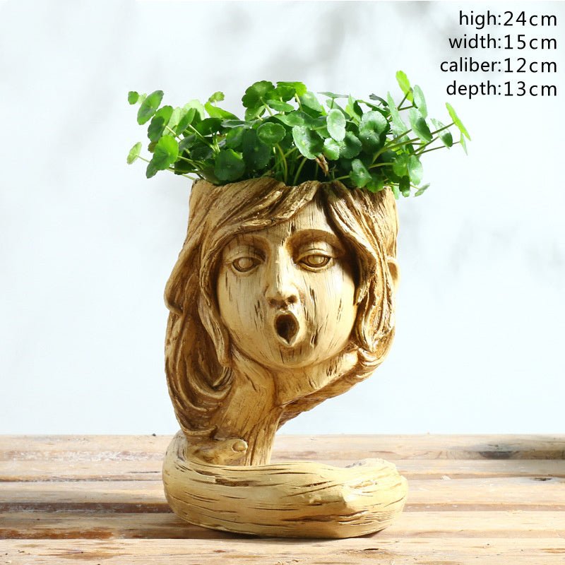 Nordic Fashion Humanoid Flower Pots Leisure Drink Shop Creative Funny Expression Flower Pots - Gardening Land