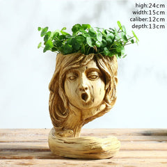 Nordic Fashion Humanoid Flower Pots Leisure Drink Shop Creative Funny Expression Flower Pots - Gardening Land