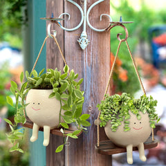 Plant Hanger Baskets Lovely Swing Face Planter Pot Succulent Flower Pots Balcony Wall Hanging Planter Decor Home Garden Supplies - Gardening Land