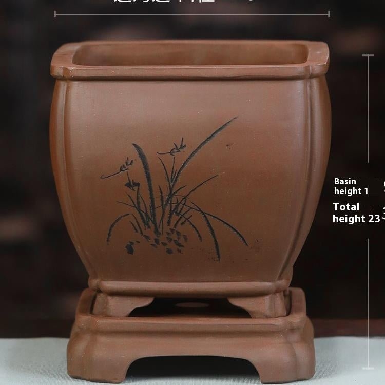 Purple Sand Orchid Pots With Tray - Gardening Land