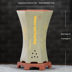 Purple Sand Orchid Pots With Tray - Gardening Land