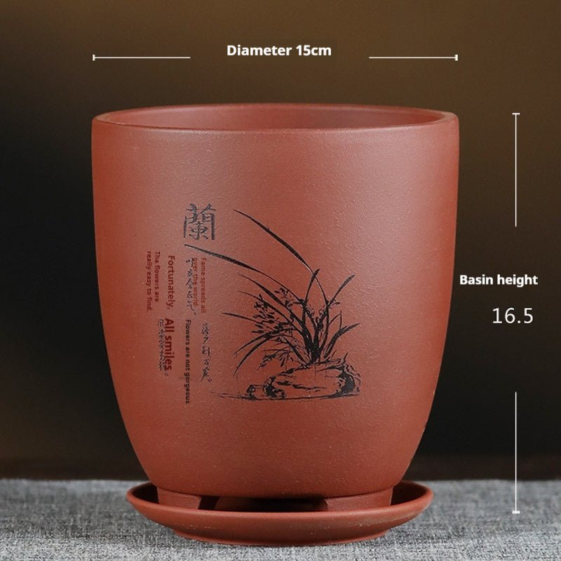 Purple Sand Orchid Pots With Tray - Gardening Land