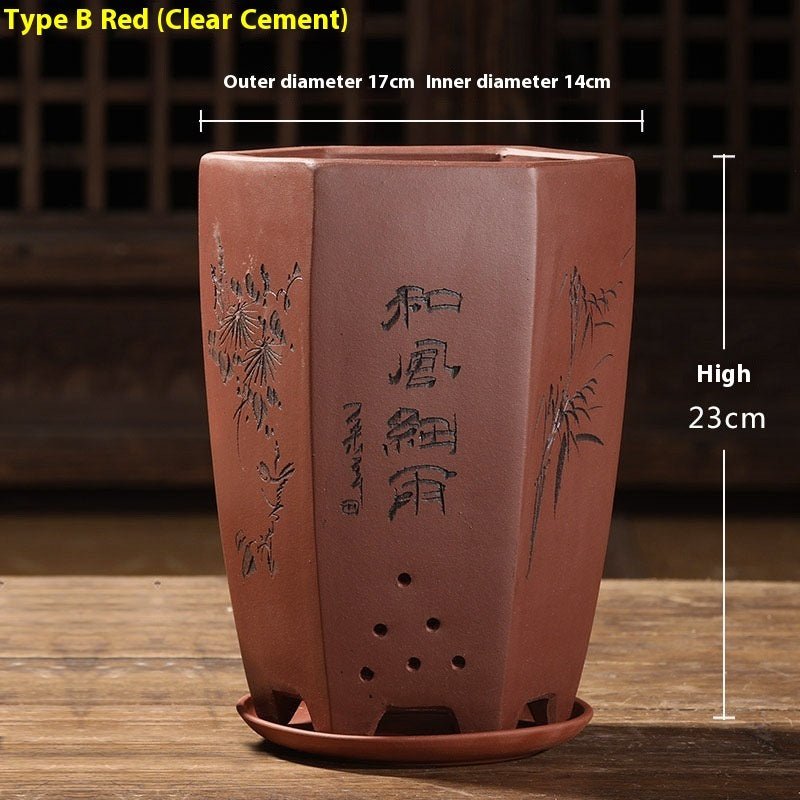 Purple Sand Orchid Pots With Tray - Gardening Land