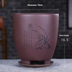 Purple Sand Orchid Pots With Tray - Gardening Land