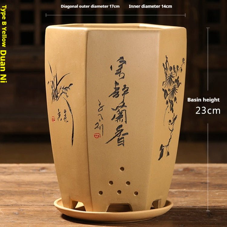 Purple Sand Orchid Pots With Tray - Gardening Land