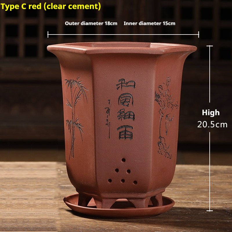 Purple Sand Orchid Pots With Tray - Gardening Land