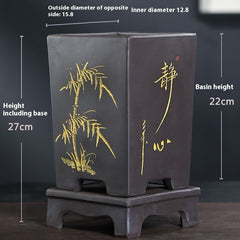 Purple Sand Orchid Pots With Tray - Gardening Land