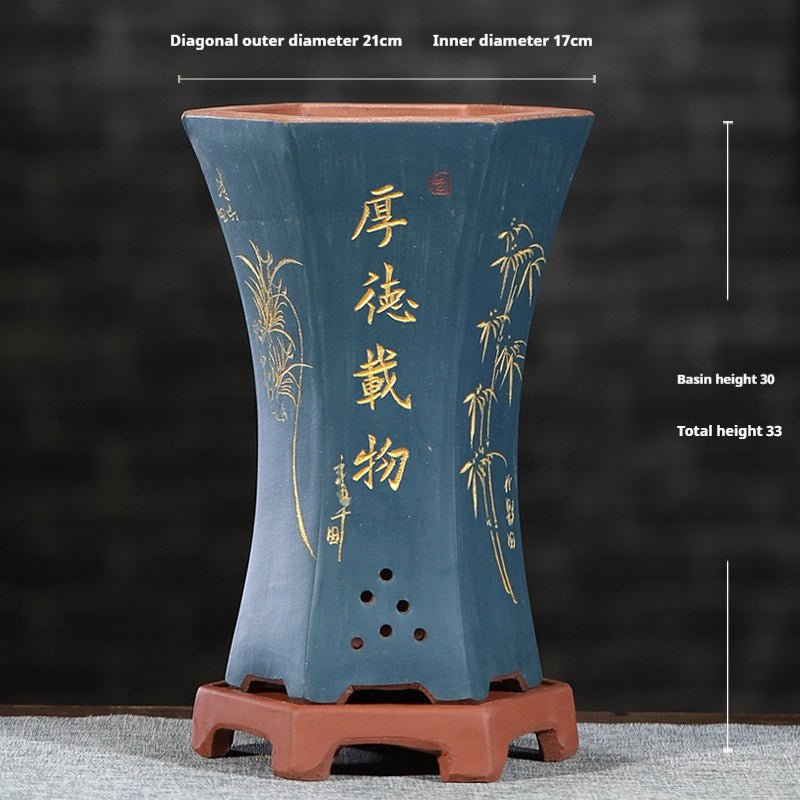 Purple Sand Orchid Pots With Tray - Gardening Land