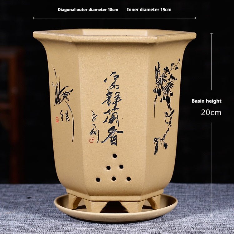 Purple Sand Orchid Pots With Tray - Gardening Land