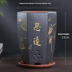 Purple Sand Orchid Pots With Tray - Gardening Land