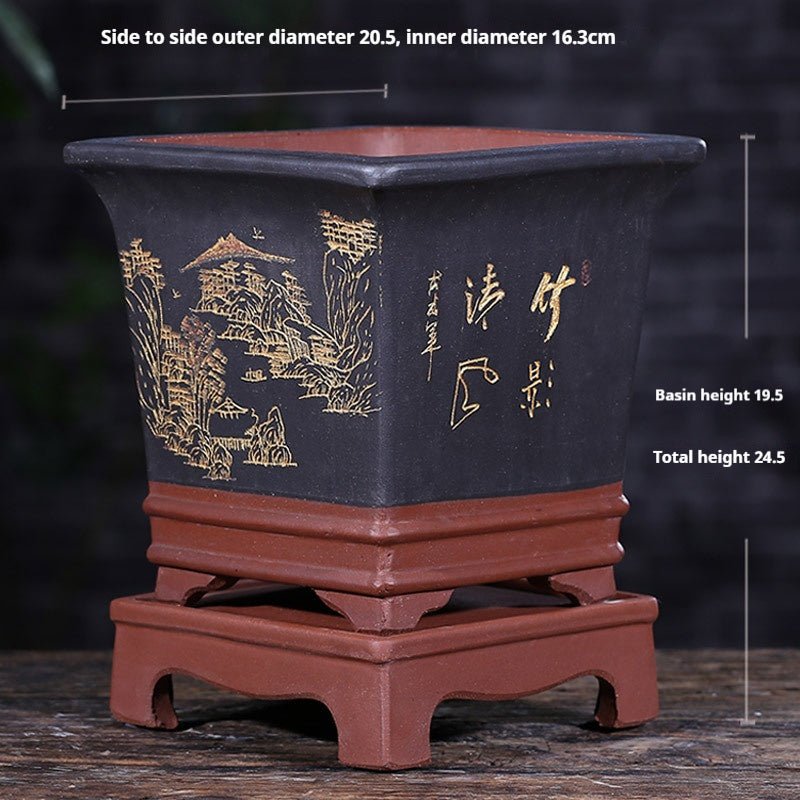 Purple Sand Orchid Pots With Tray - Gardening Land