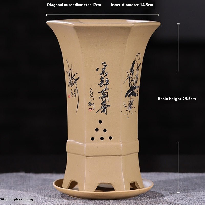 Purple Sand Orchid Pots With Tray - Gardening Land