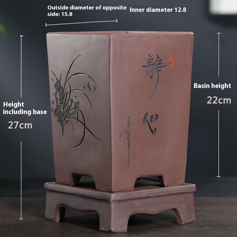 Purple Sand Orchid Pots With Tray - Gardening Land