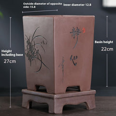 Purple Sand Orchid Pots With Tray - Gardening Land