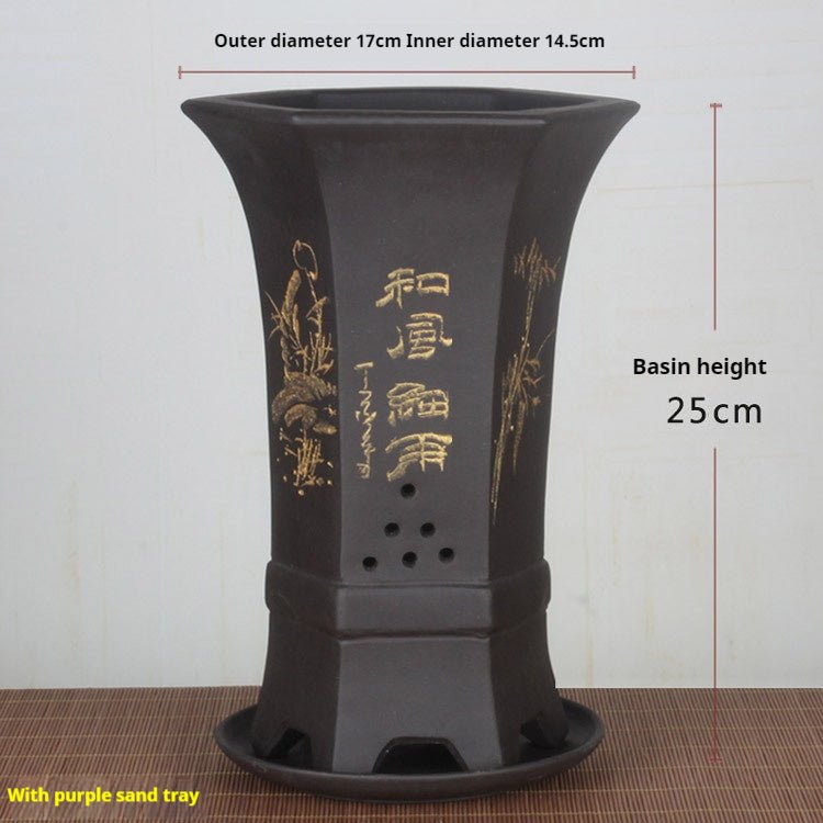 Purple Sand Orchid Pots With Tray - Gardening Land