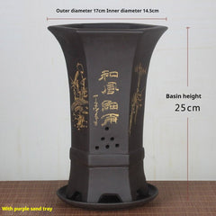 Purple Sand Orchid Pots With Tray - Gardening Land