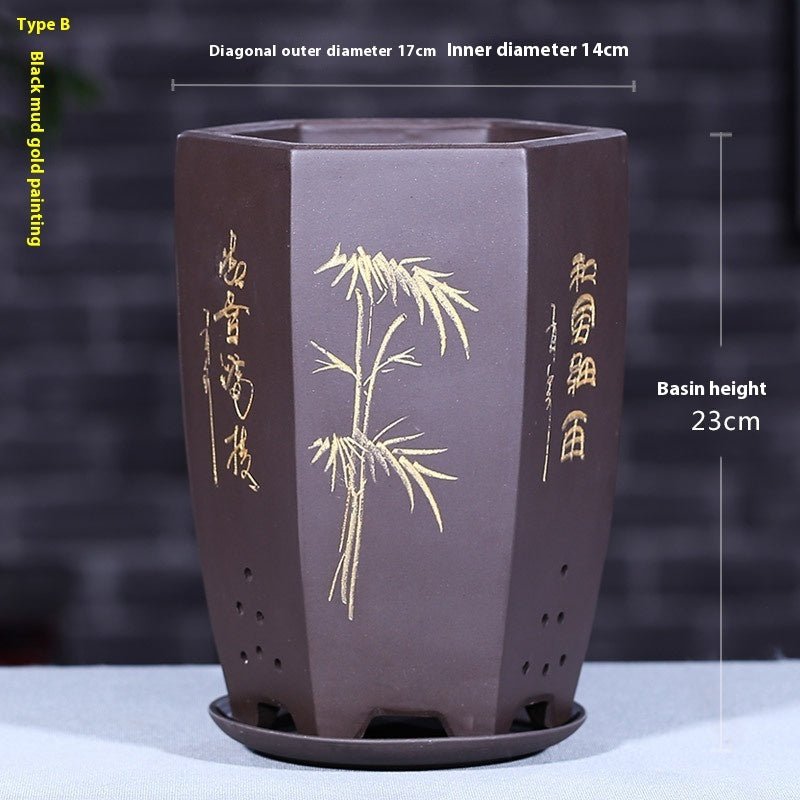 Purple Sand Orchid Pots With Tray - Gardening Land