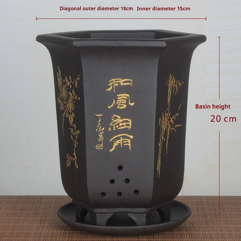 Purple Sand Orchid Pots With Tray - Gardening Land