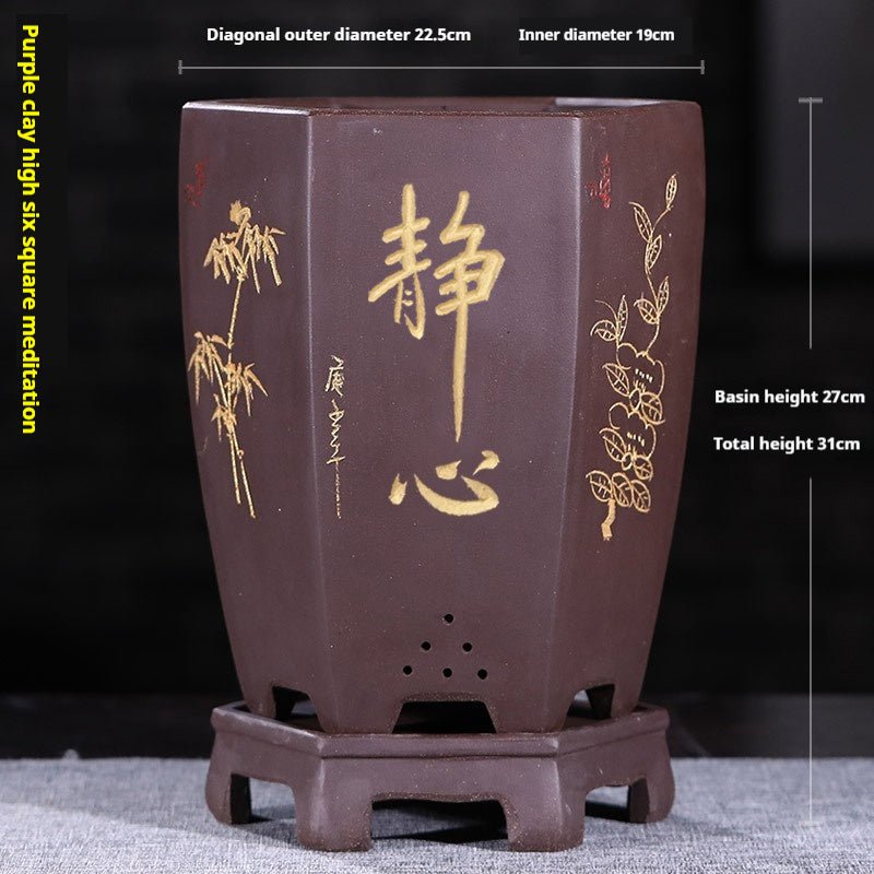 Purple Sand Orchid Pots With Tray - Gardening Land