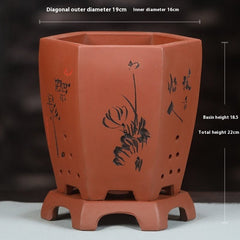 Purple Sand Orchid Pots With Tray - Gardening Land