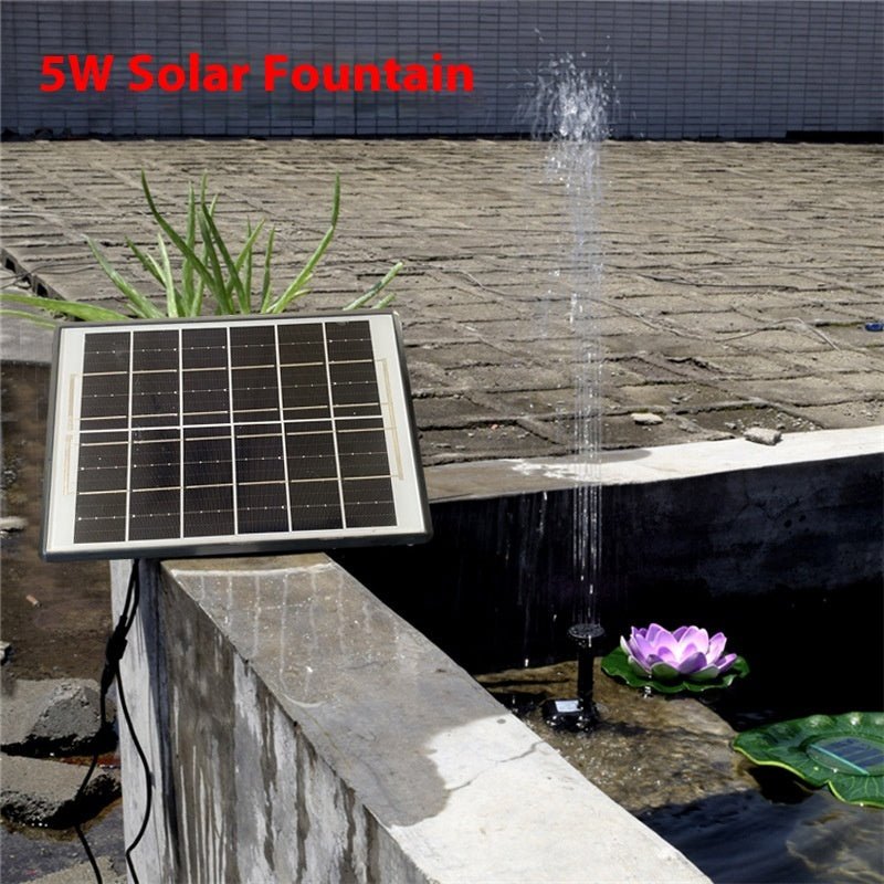 Solar Fountain Oxygen Rockery Water Garden Bird Bathtub Floating Fountain - Gardening Land