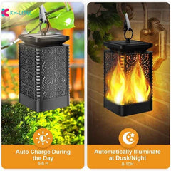 Solar Hanging Flame Torch Lights Flickering Light Waterproof Garden Decoration Outdoor Lawn Path Yard Patio Floor Lamps - Gardening Land