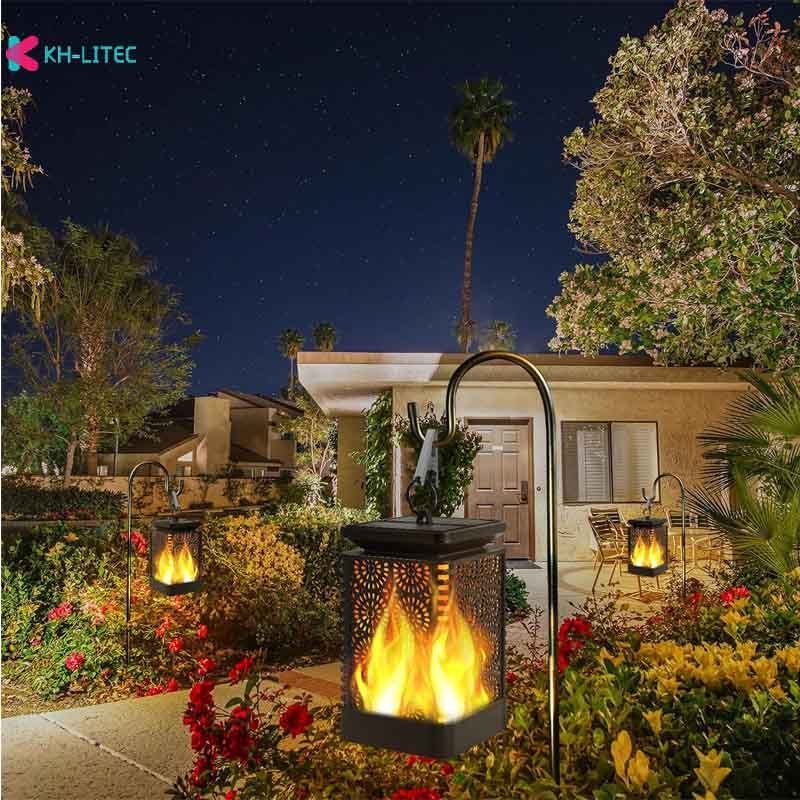 Solar Hanging Flame Torch Lights Flickering Light Waterproof Garden Decoration Outdoor Lawn Path Yard Patio Floor Lamps - Gardening Land