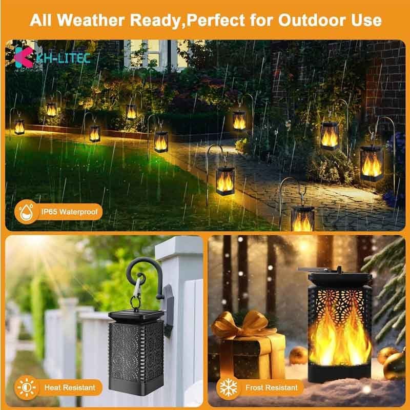 Solar Hanging Flame Torch Lights Flickering Light Waterproof Garden Decoration Outdoor Lawn Path Yard Patio Floor Lamps - Gardening Land