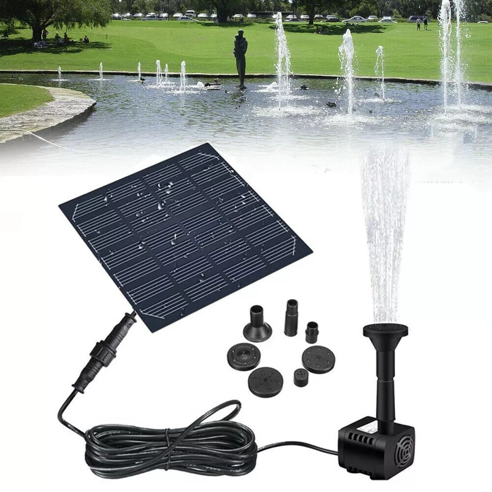 Solar Panel Powered Water Fountain Pool Pond Garden Water Sprinkler Sprayer with Water Pump & 3 Spray Heads - Gardening Land