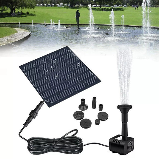 Solar Panel Powered Water Fountain Pool Pond Garden Water Sprinkler Sprayer with Water Pump & 3 Spray Heads - Gardening Land