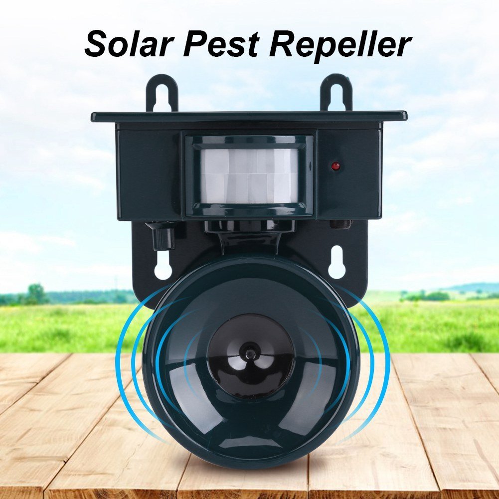 Solar Powered Motion Sensor Ultrasonic Bird Dog Cat Fox Mouse Pest Repeller - Gardening Land