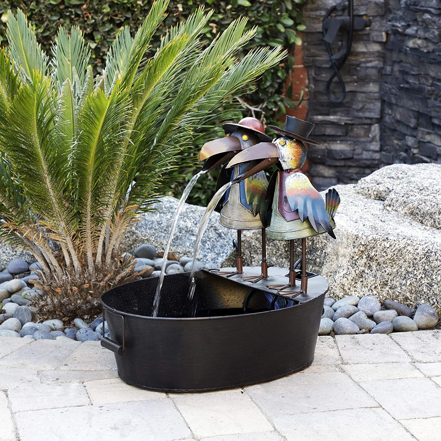 Toucan Fountain Garden Courtyard Art Deco - Gardening Land