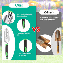 13Pcs Garden Tool Set Aluminum Alloy Gardening Hand Tools Starter Kit With Garden Bag Heavy Duty Outdoor Hand Tools With Non - Slip Ergonomic Handle For Plant Gardening - Gardening Land